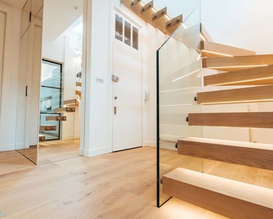 stairs with glass balustrade